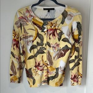 White House Black Market Yellow Floral Cardigan